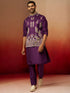 Men Purple Silk 3-Piece Nehru Jacket Set